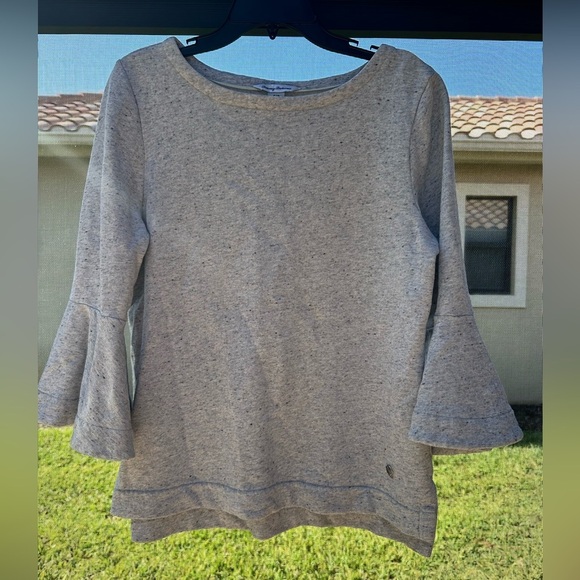 Tommy‎ Bahama sz S gray specked Sweatshirt 3/4 flare sleeves - Picture 1 of 5